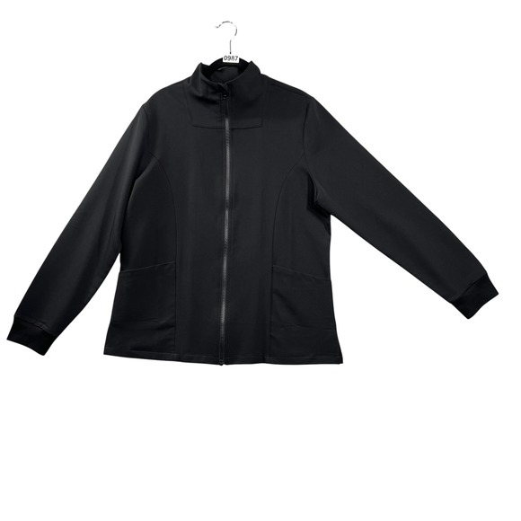 Mandala Jackets & Blazers - Mandala Scrub Jacket Women Size M Black Equa-Tek Full Zip Mock Neck Pockets